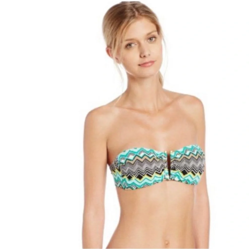 La Blanca Emerald Sahara Chevron Bandeau Bikini Top with Removable Strap - Picture 8 of 10